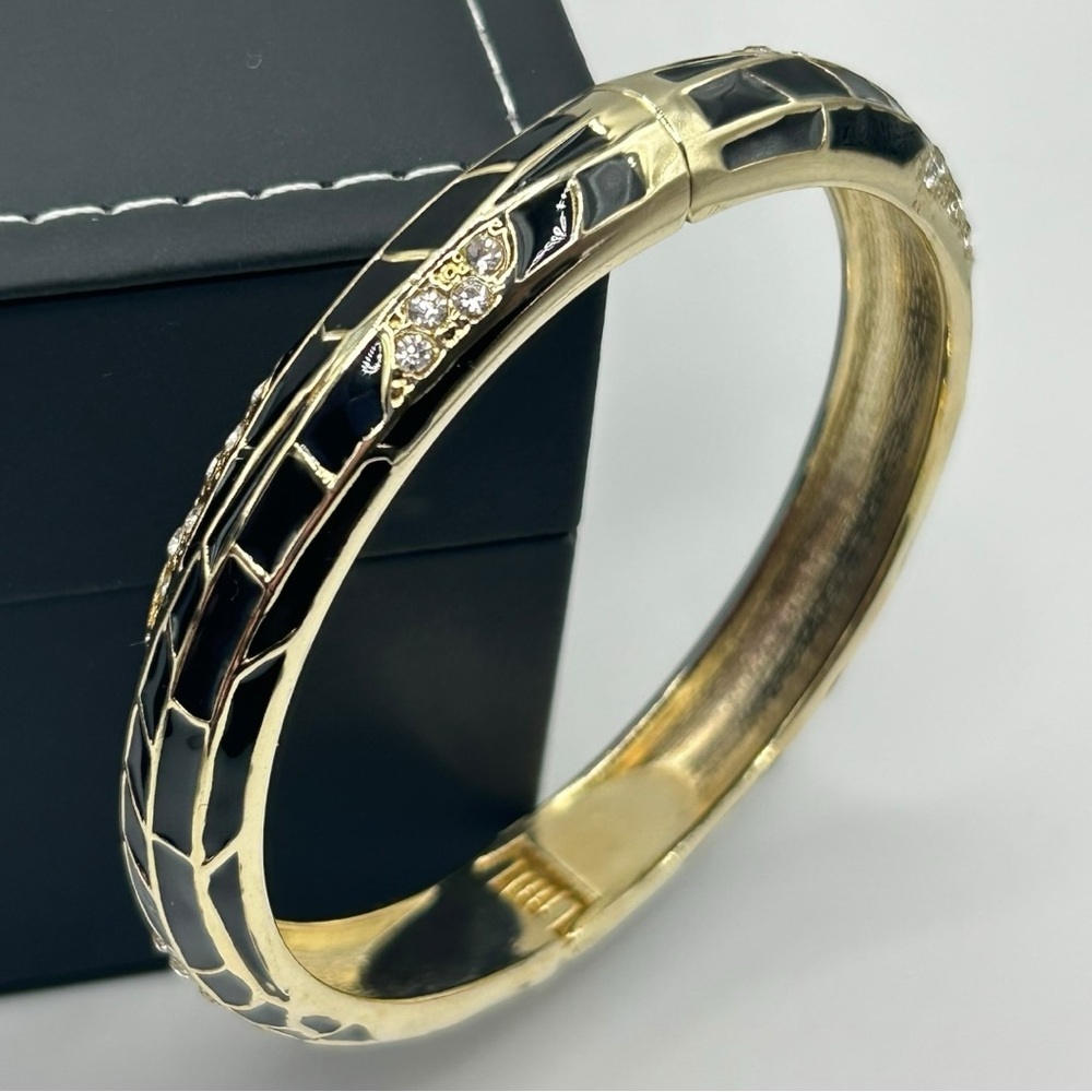 Chic Gold and Black Hinged Bracelet